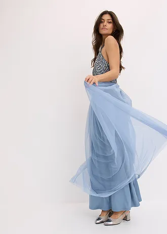 Robe longue brodée de sequins • bleu clair/argenté • Boutique bonprix