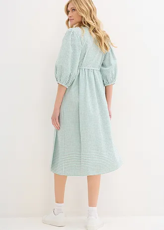 Rochie petrecută din material texturat • verde-salvie fumuriu-ecru cadrilat • magazin bonprix