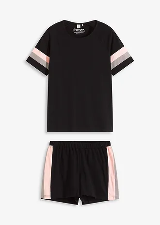 Shortama van katoen, Kleur: zwart-roze poudre-grijs