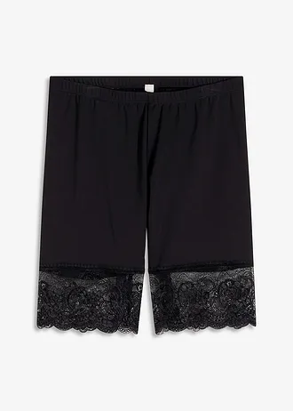 Niet schurende biker short van polyamide met kant aan de pijpjes • zwart • bonprix online shop