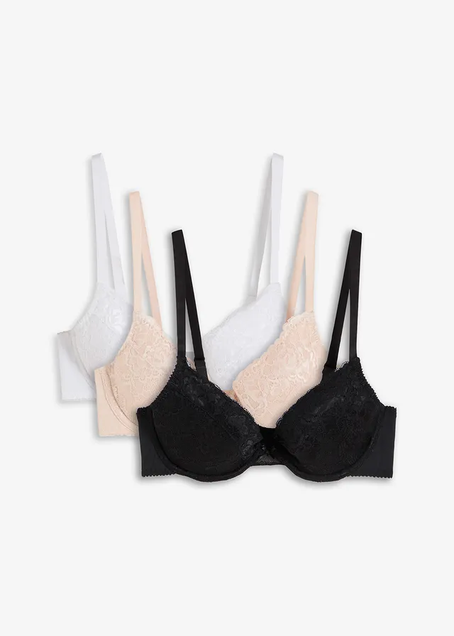 Sutien push-up cu dantelă fină (set/3 buc.)