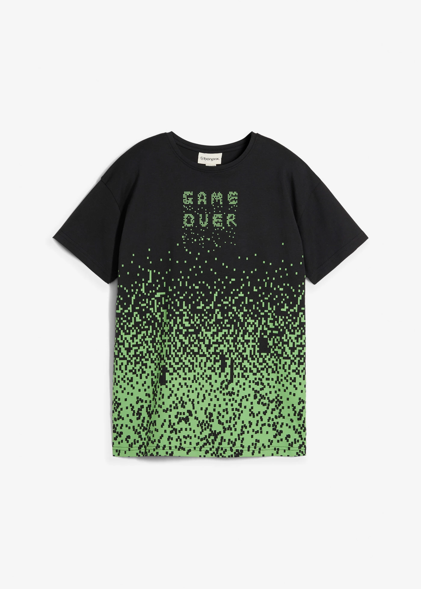 T-shirt z czystej bawełny organicznej • czarny - matowa zieleń mchu w graficzny wzór • sklep bonprix