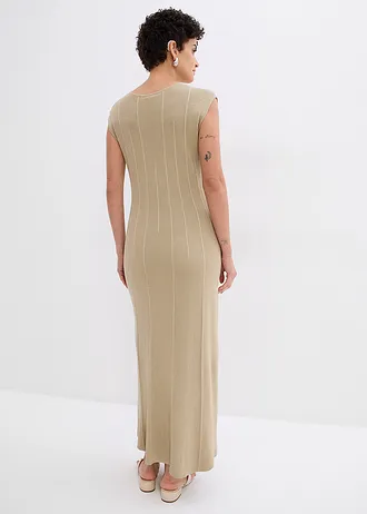 Robe en maille flatteuse en viscose mélangée, Couleur: roseau mat