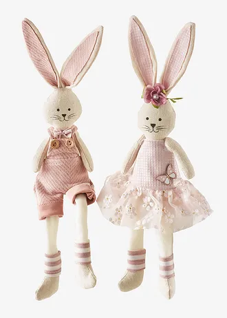 Lot de 2 figurines déco lapins