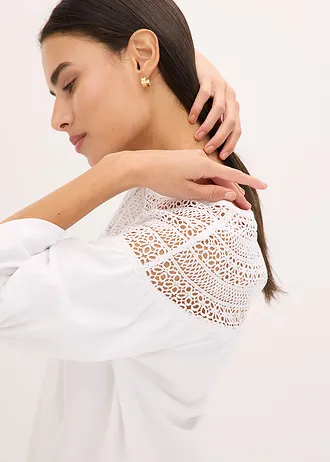 Jersey jurk met crochet-kant • wit • bonprix online shop