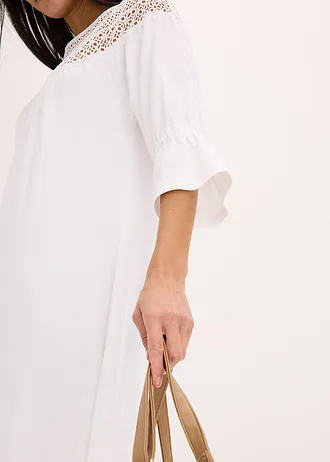 Jersey jurk met crochet-kant • wit • bonprix online shop