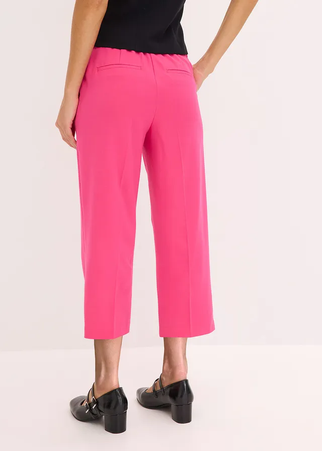 Pantalon 3/4 droit, fendu en bas, Couleur: fuchsia