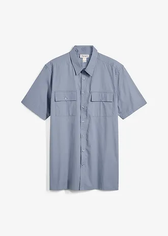 Overhemd van katoen met korte mouwen • rookblauw • bonprix online shop