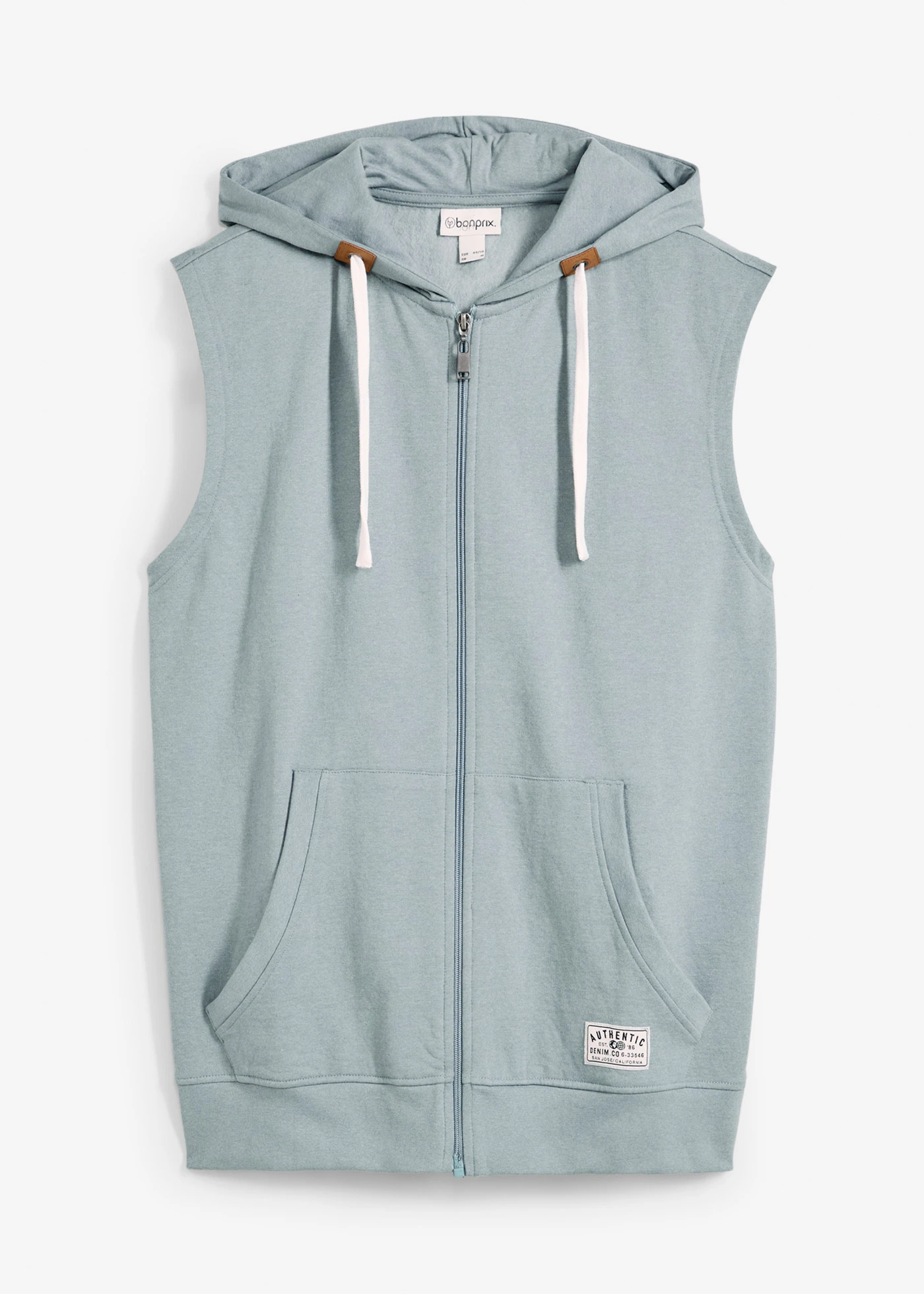 Vestă casual cu glugă din material moale cu bumbac • gri-plumb • magazin bonprix