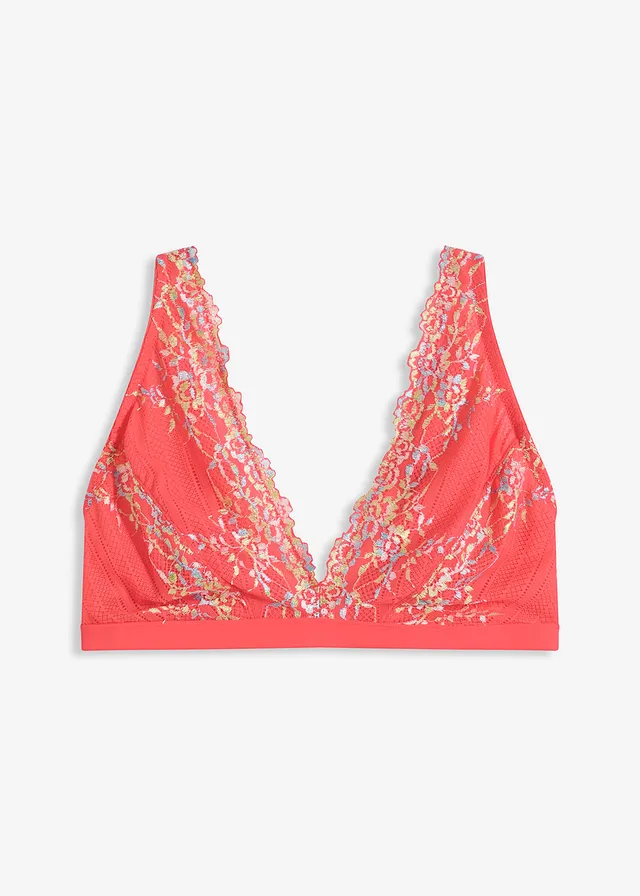 Sutien bralette fără armătură cu dantelă colorată