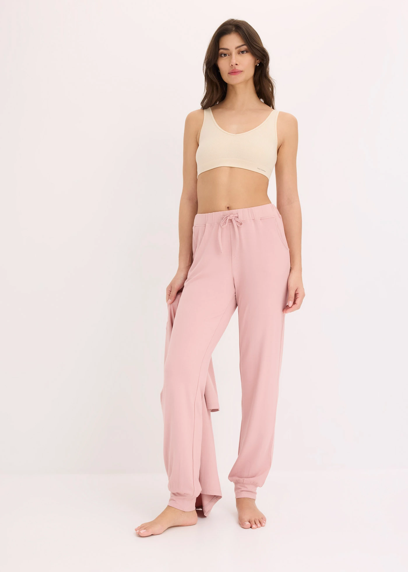 Feel Comfort Seamless Bustier melltartó bordás anyagból • homokbézs melírozott • bonprix áruház