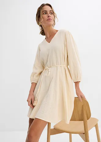 Mini jurk in skaterlook met ceintuur en 3/4 mouwen • poudre • bonprix online shop