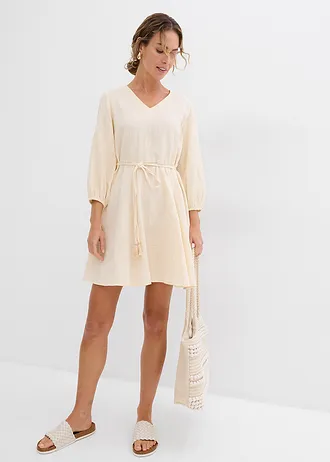 Mini jurk in skaterlook met ceintuur en 3/4 mouwen • poudre • bonprix online shop