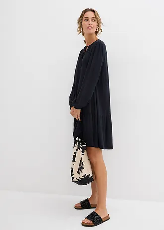 Tuniekjurk van soepele viscose, Kleur: zwart