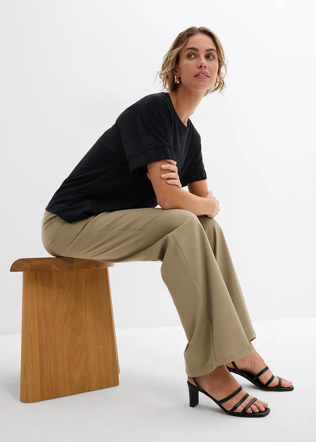 Volumineuze shirt met elastische boorden zwart