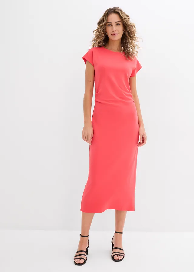 Robe midi en douce viscose mélangée, Couleur: rose paradis