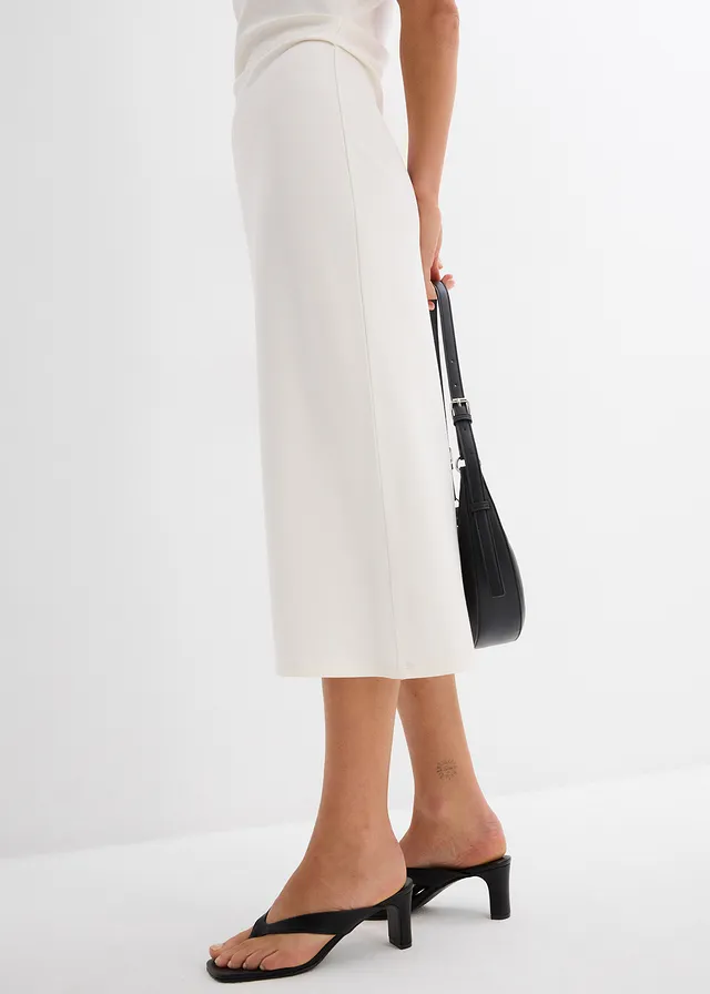Midi jurk van soepel vallende viscose • wolwit • product-page.page-title-suffix