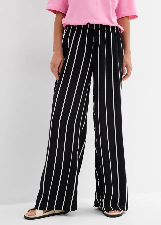 Marlene Dietrich broek van lichte crêpe • zwart-wolwit gestreept • product-page.page-title-suffix