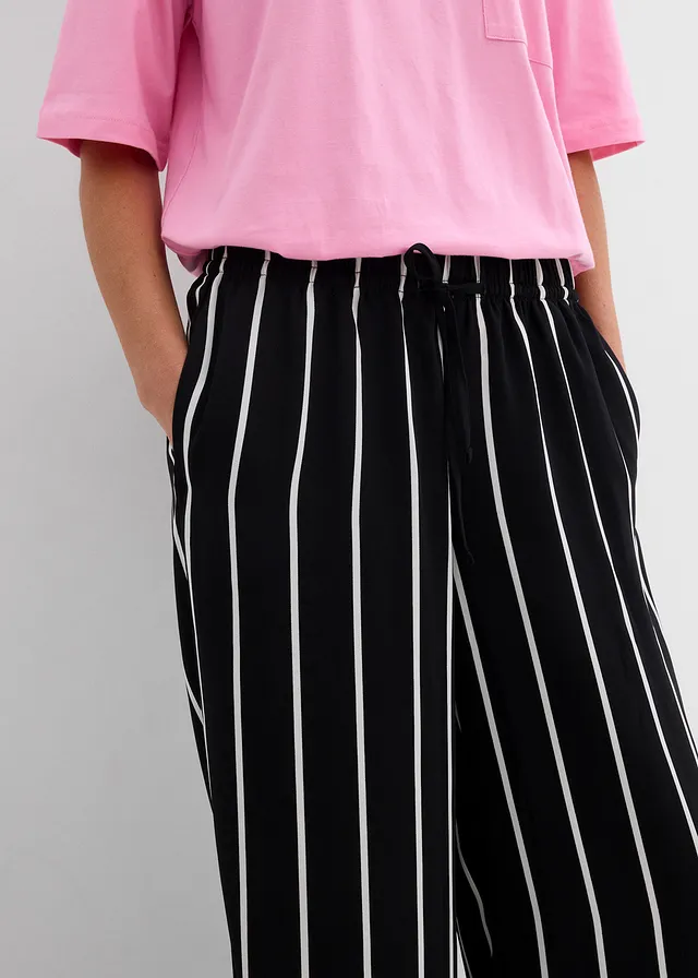 Marlene Dietrich broek van lichte crêpe • zwart-wolwit gestreept • product-page.page-title-suffix