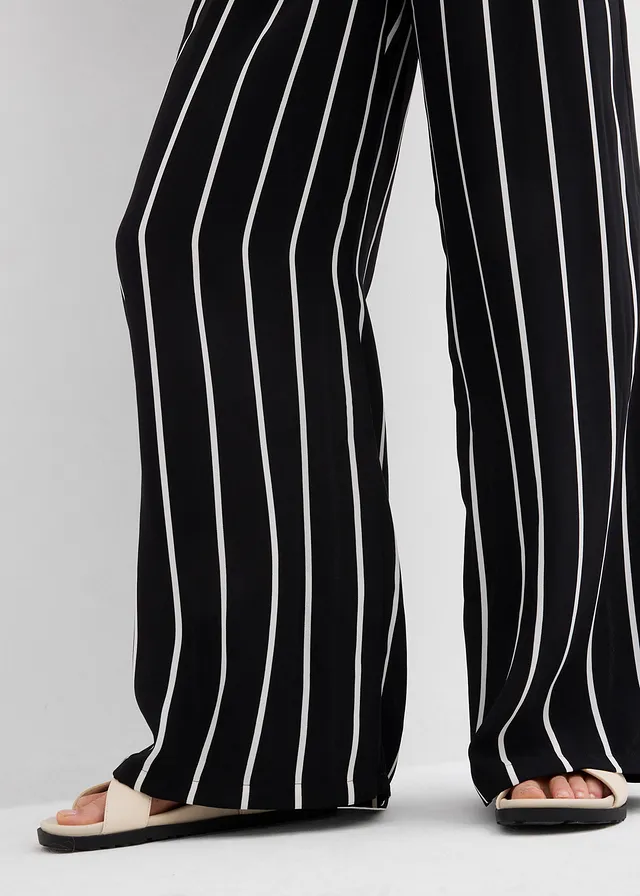 Marlene Dietrich broek van lichte crêpe • zwart-wolwit gestreept • product-page.page-title-suffix