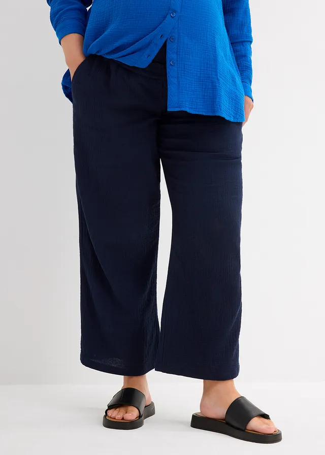 Mousseline zwangerschapsbroek, loose fit, Kleur: donkerblauw