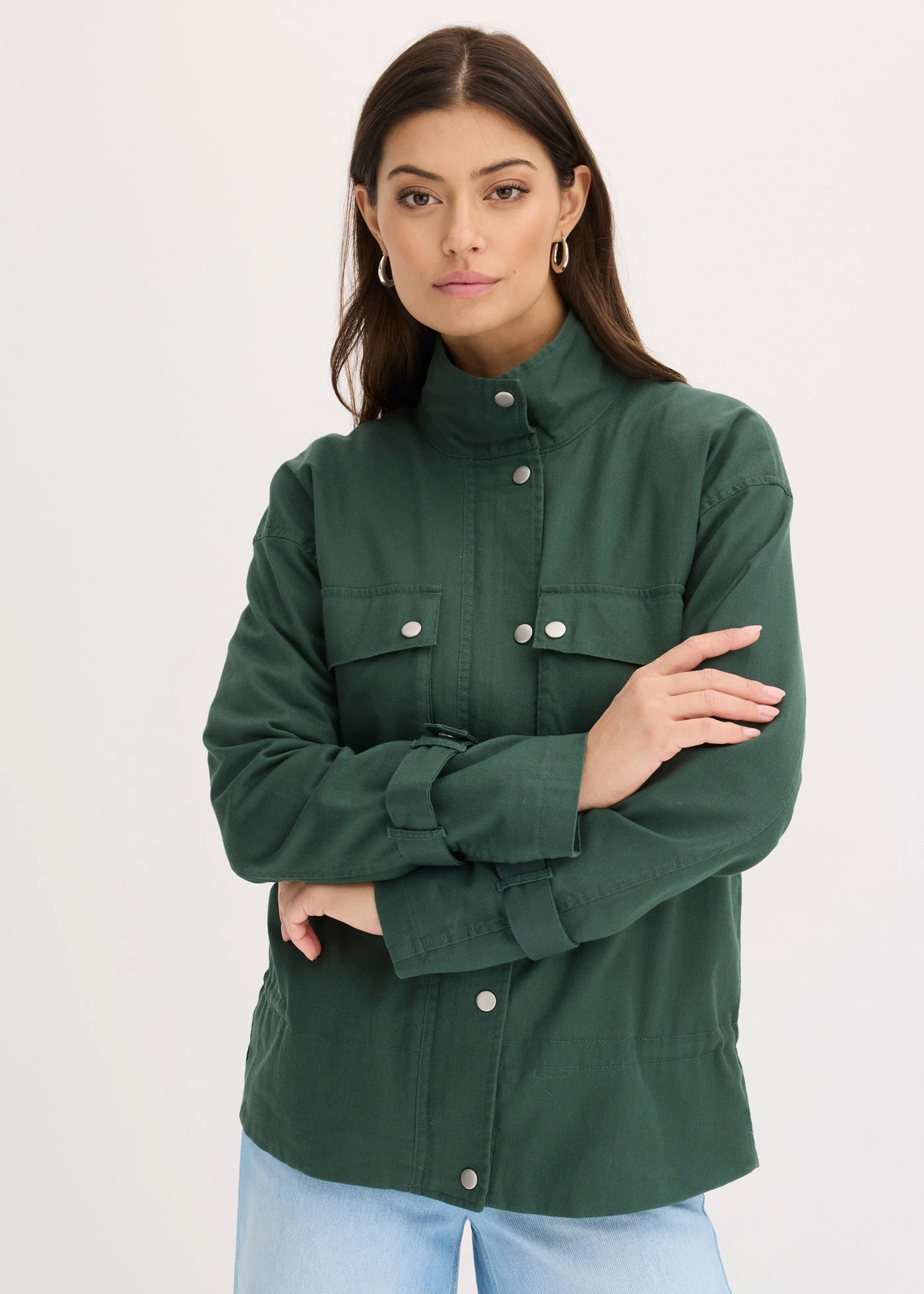 Bomber van puur katoen • schaduwgroen • bonprix online shop