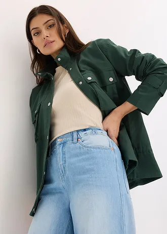 Bomber van puur katoen • schaduwgroen • bonprix online shop