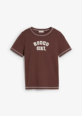 T-shirt van biologisch katoen • terrabruin-wolwit met print • bonprix online shop