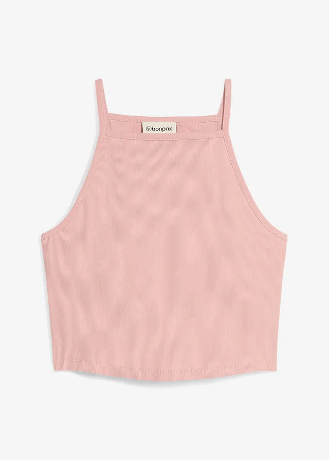 Top côtelé 100% coton, Couleur: rose cendré