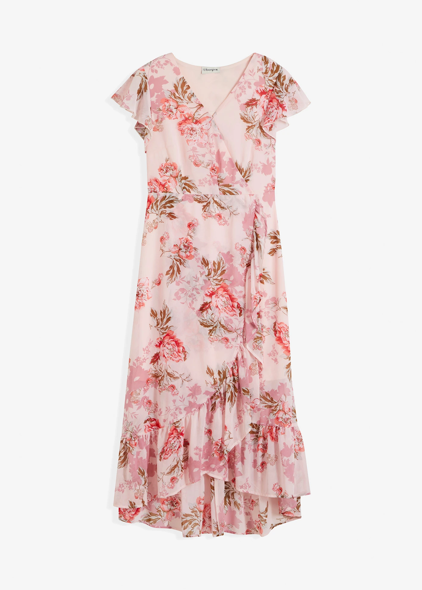 Sifon ruha fodrokkal • rózsaszín/virágmintás • bonprix áruház