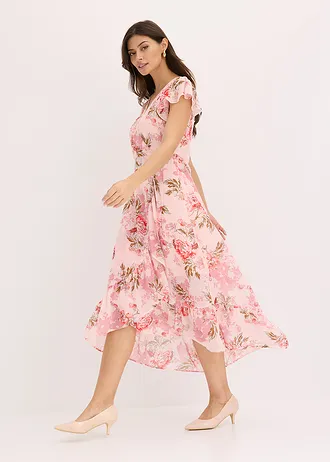 Robe en mousseline à volants • rose floral • Boutique bonprix