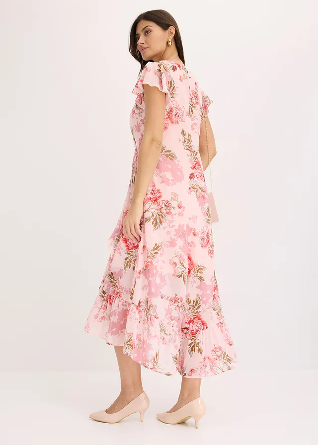 Chiffon jurk met volants • roze gebloemd • product-page.page-title-suffix