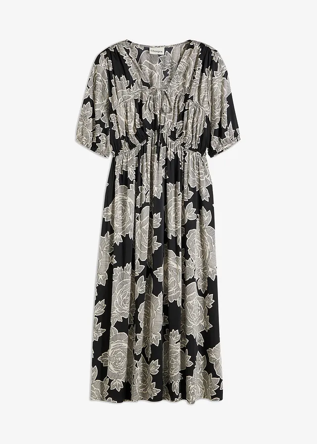 Rochie midi cu imprimeu din satin fluid