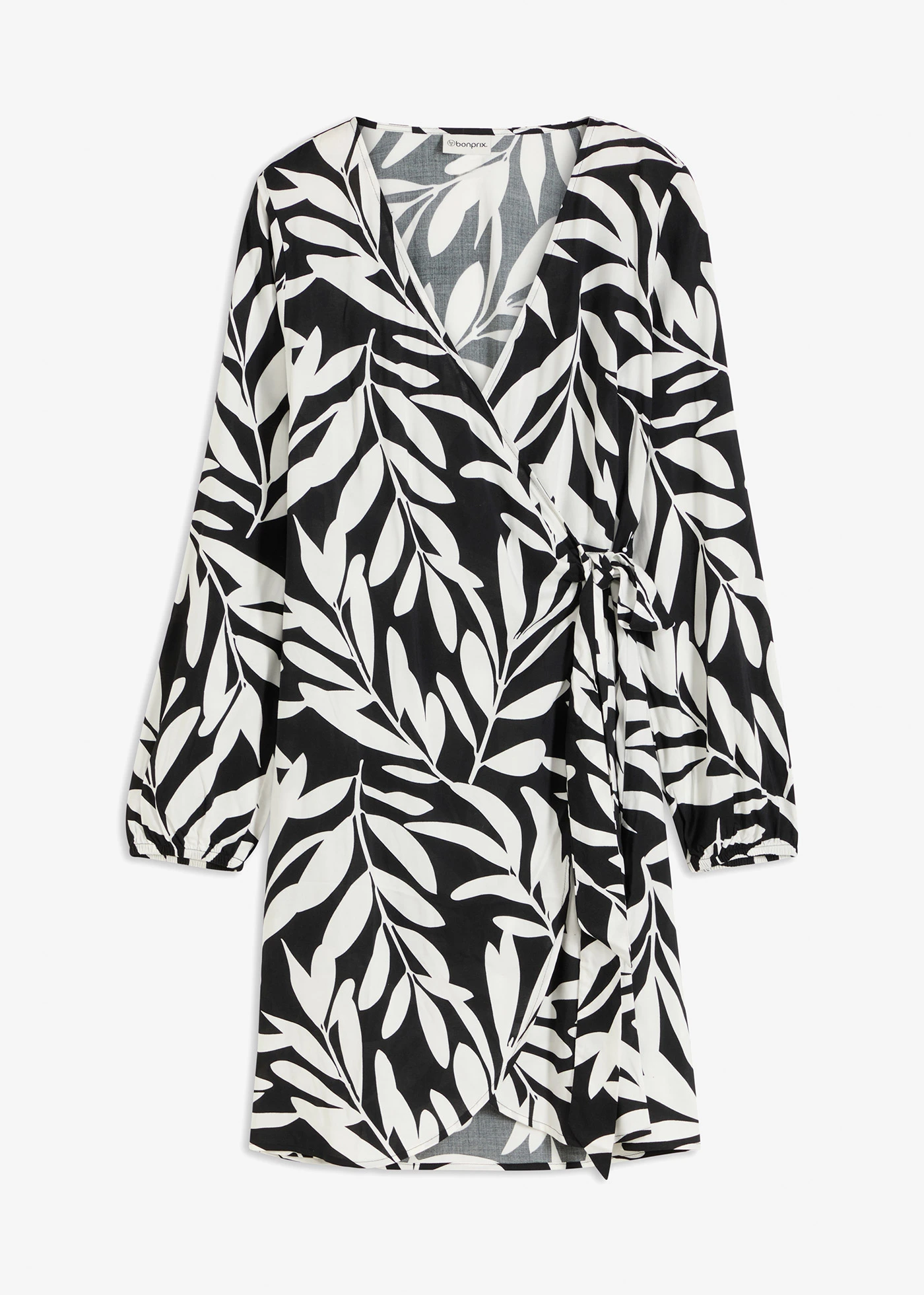 Wikkeljurk met print van vloeiende viscose • zwart/wolwit gebloemd • bonprix online shop