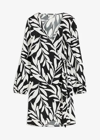 Wikkeljurk met print van vloeiende viscose • zwart/wolwit gebloemd • bonprix online shop