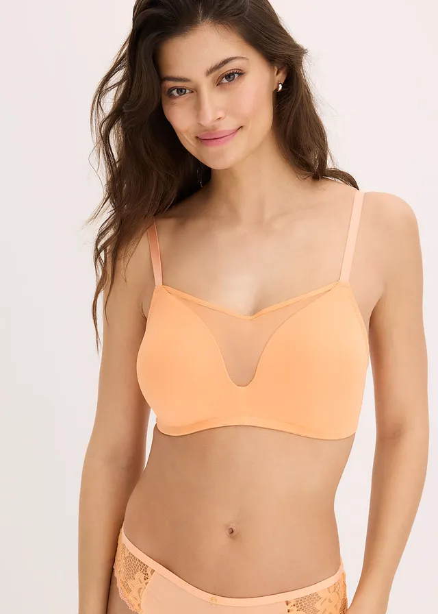Soutien-gorge à coques et mesh, sans armatures • pêche clair • product-page.page-title-suffix