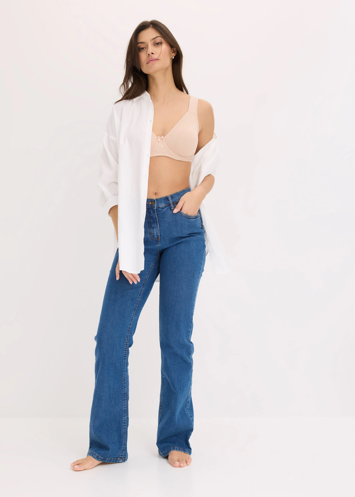 T-shirt bh met beugels van biologisch katoen (set van 2) • wolwit+mat beige • bonprix online shop