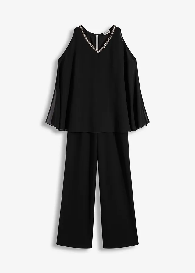 Combinaison avec haut drapé et strass