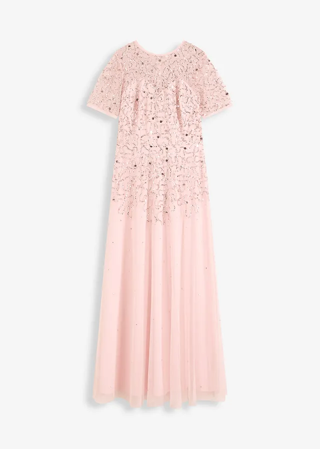Robe longue en tulle avec sequins brodés • rose nacré • Boutique bonprix
