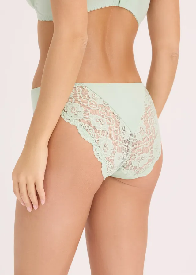 Lot de 6 slips à dentelle, Couleur: écru + roseau clair + sorbet fruits rouges