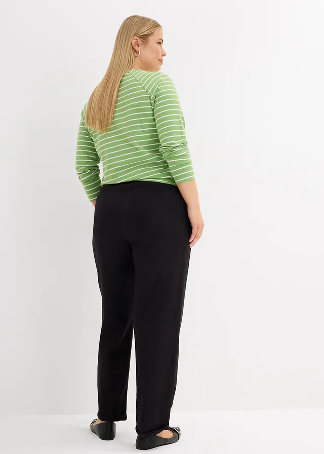 Zwangerschapsbroek met linnen, straight leg, Kleur: zwart