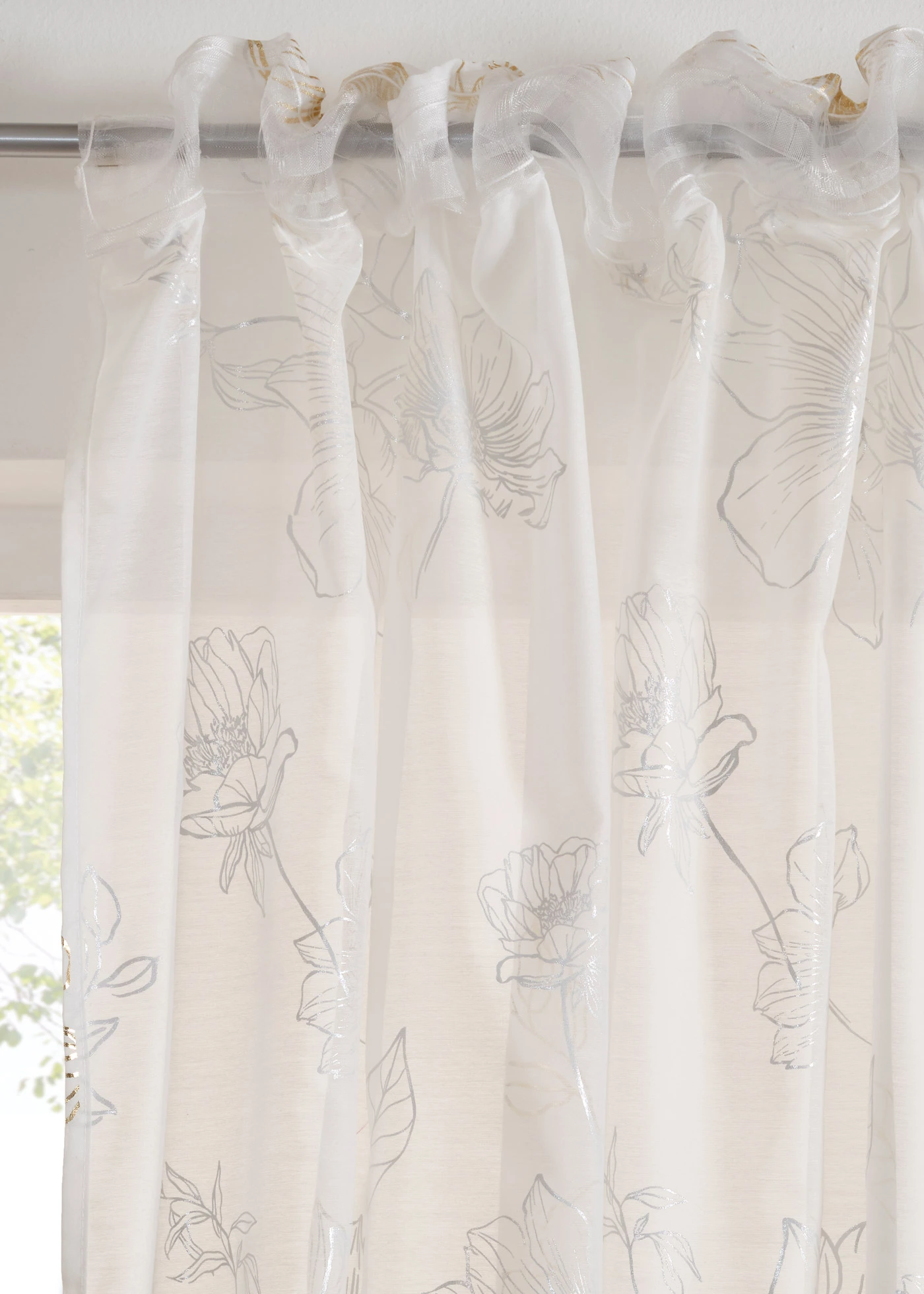 Firana z połyskującym nadrukiem (1 szt.) • biało-złoty • bonprix obchod
