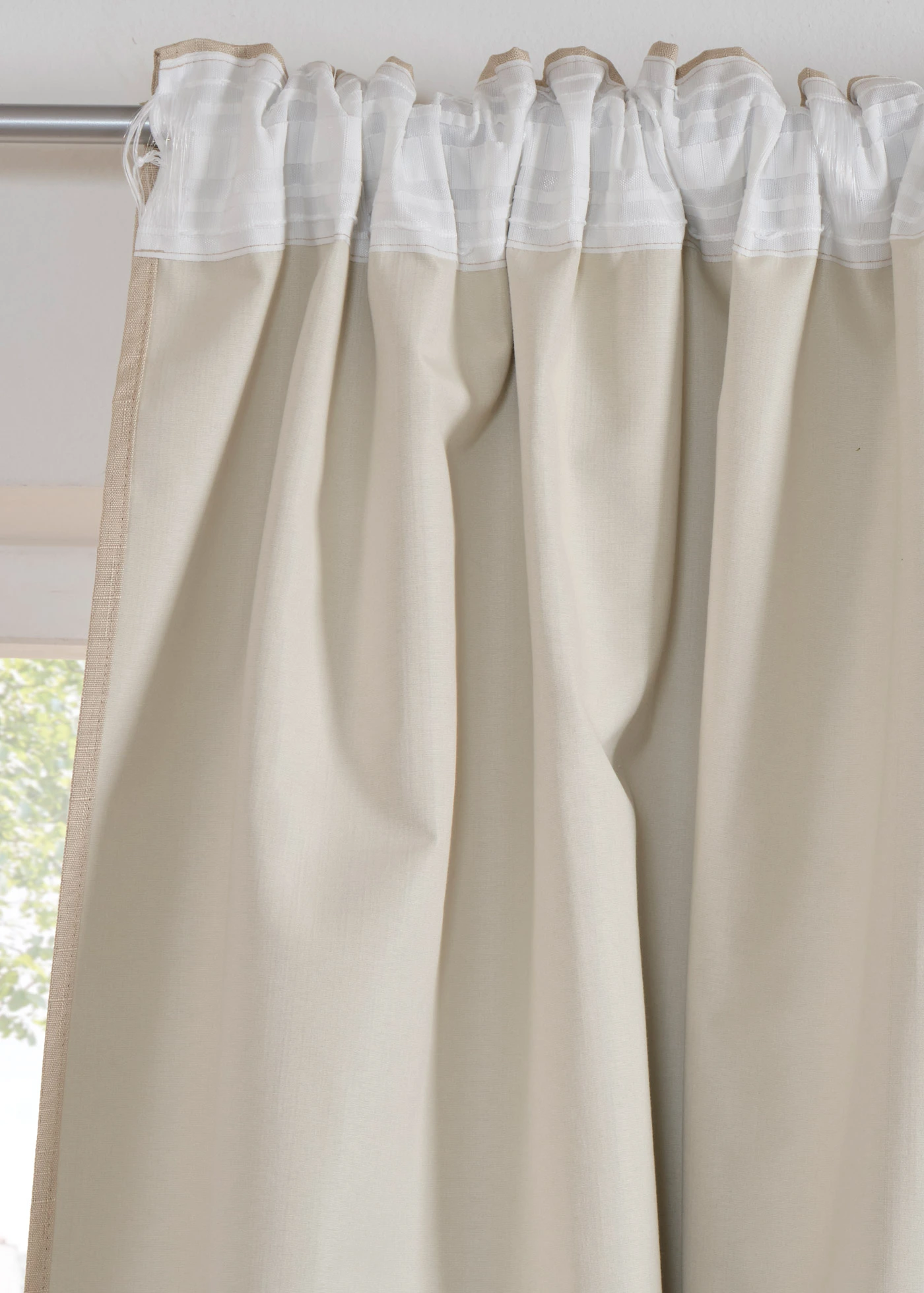 Verduisteringsgordijn met structuur en achterkant in dezelfde kleur (1 stuk) • beige • bonprix online shop