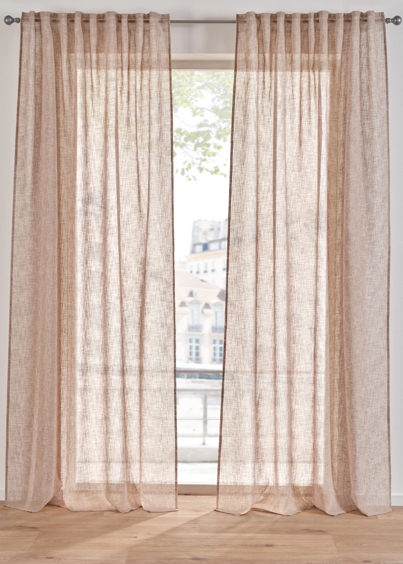 Záclona se vzhledem lnu (1 ks v balení) • béžová • bonprix obchod