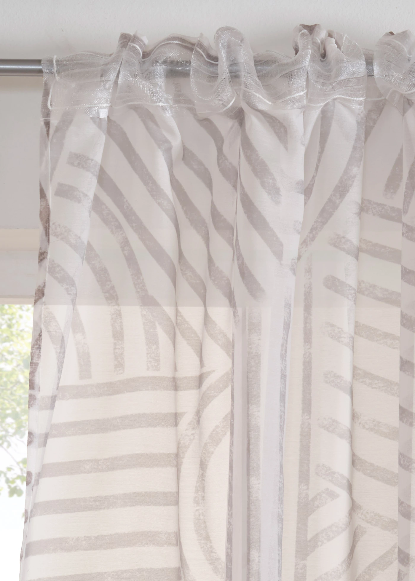 Transparant gordijn met grafisch motief (1 stuk) • taupe • bonprix online shop