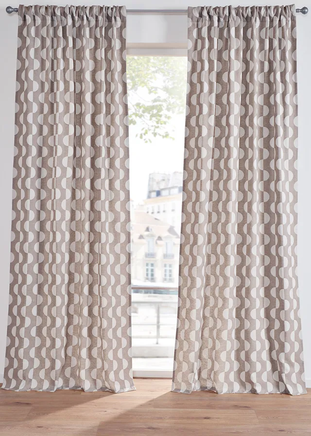 Draperie din bumbac organic cu imprimeu grafic (set/1 buc.)