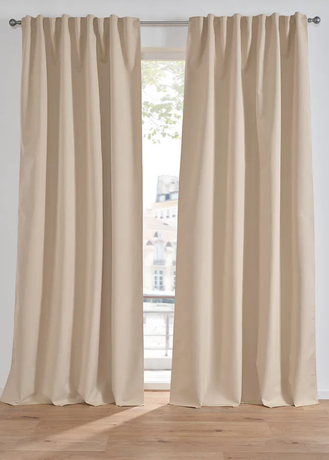 Rideau occultant texturé avec dos de même couleur (1 pce), Couleur: beige