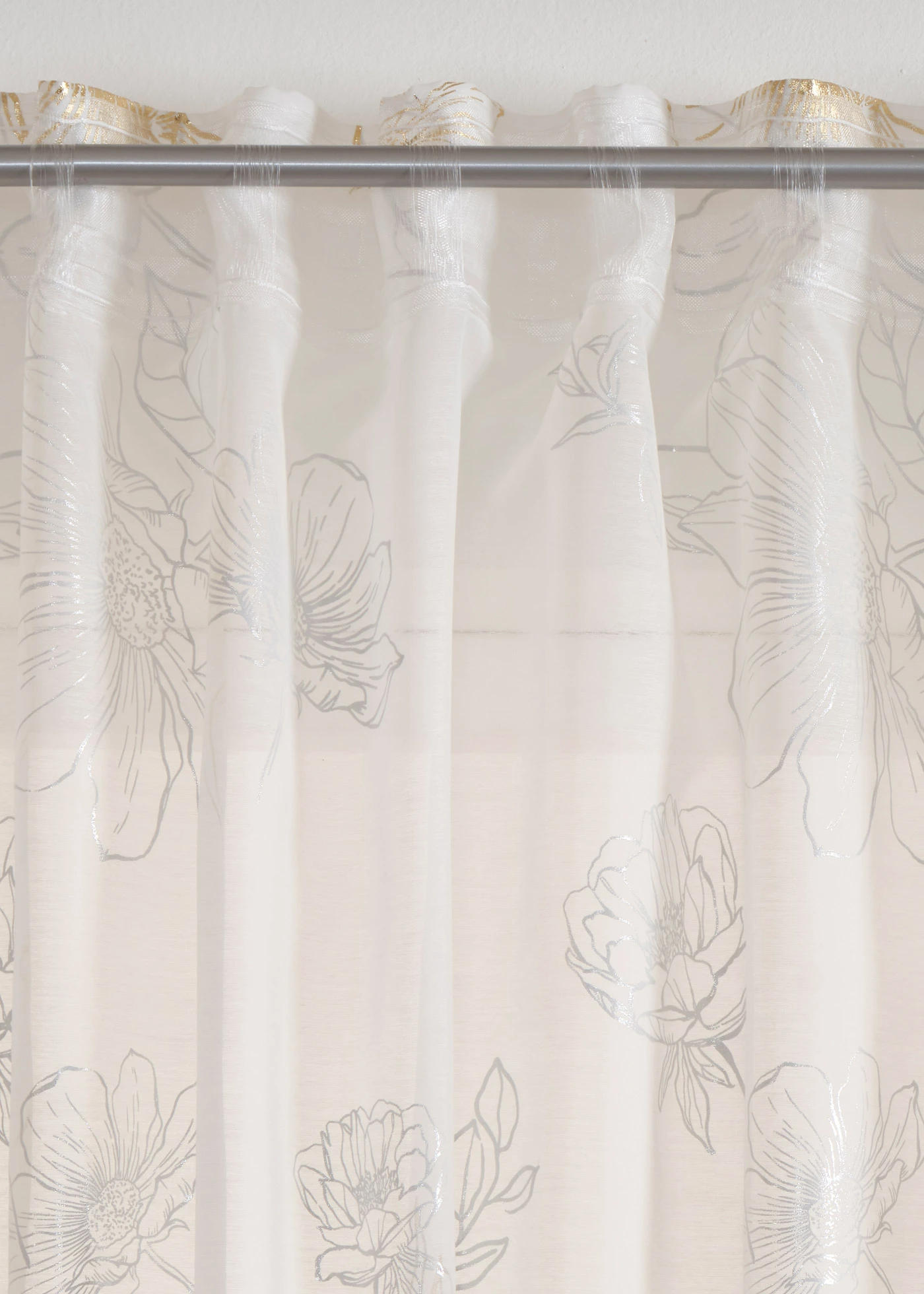 Firana z połyskującym nadrukiem (1 szt.) • biało-złoty • bonprix obchod