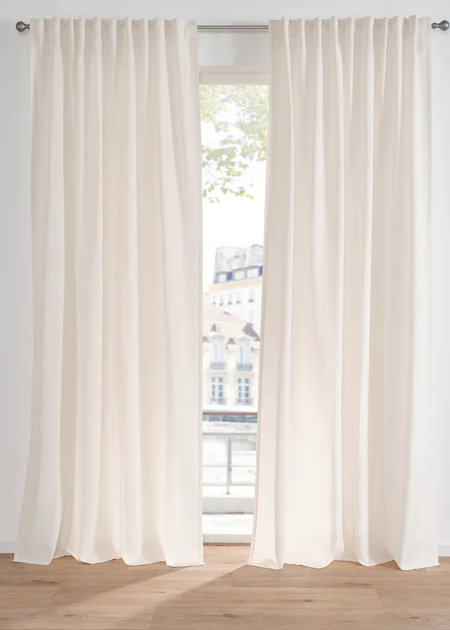 Gordijn in linnenlook met gerecycled polyester (1 stuk) • crème • bonprix online shop