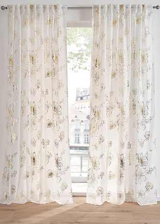 Firana z połyskującym nadrukiem (1 szt.) • biało-złoty • bonprix obchod